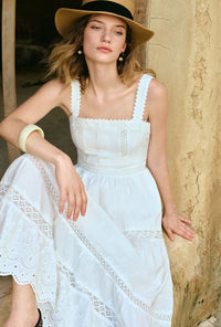 Petite Studio's Clarabel Cotton Midi Dress in White