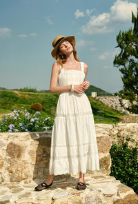 Petite Studio's Clarabel Cotton Midi Dress in White