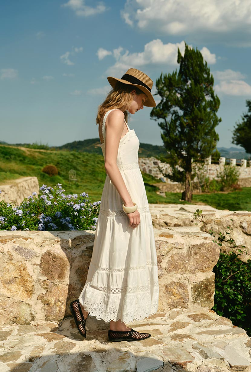 Petite Studio's Clarabel Cotton Midi Dress in White