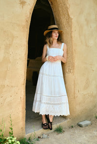 Petite Studio's Clarabel Cotton Midi Dress in White