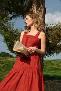Petite Studio's Clarabel Cotton Midi Dress in Red