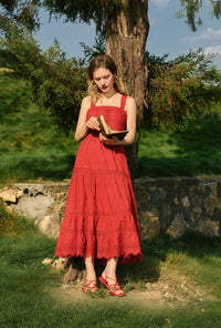 Petite Studio's Clarabel Cotton Midi Dress in Red