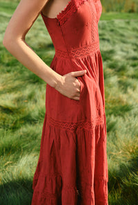 Petite Studio's Clarabel Cotton Midi Dress in Red