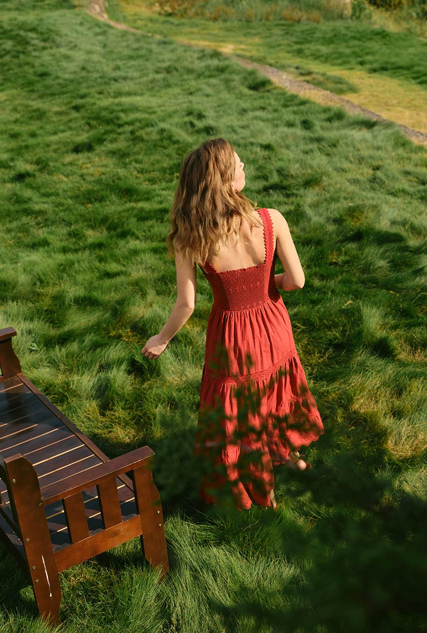 Petite Studio's Clarabel Cotton Midi Dress in Red