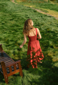 Petite Studio's Clarabel Cotton Midi Dress in Red