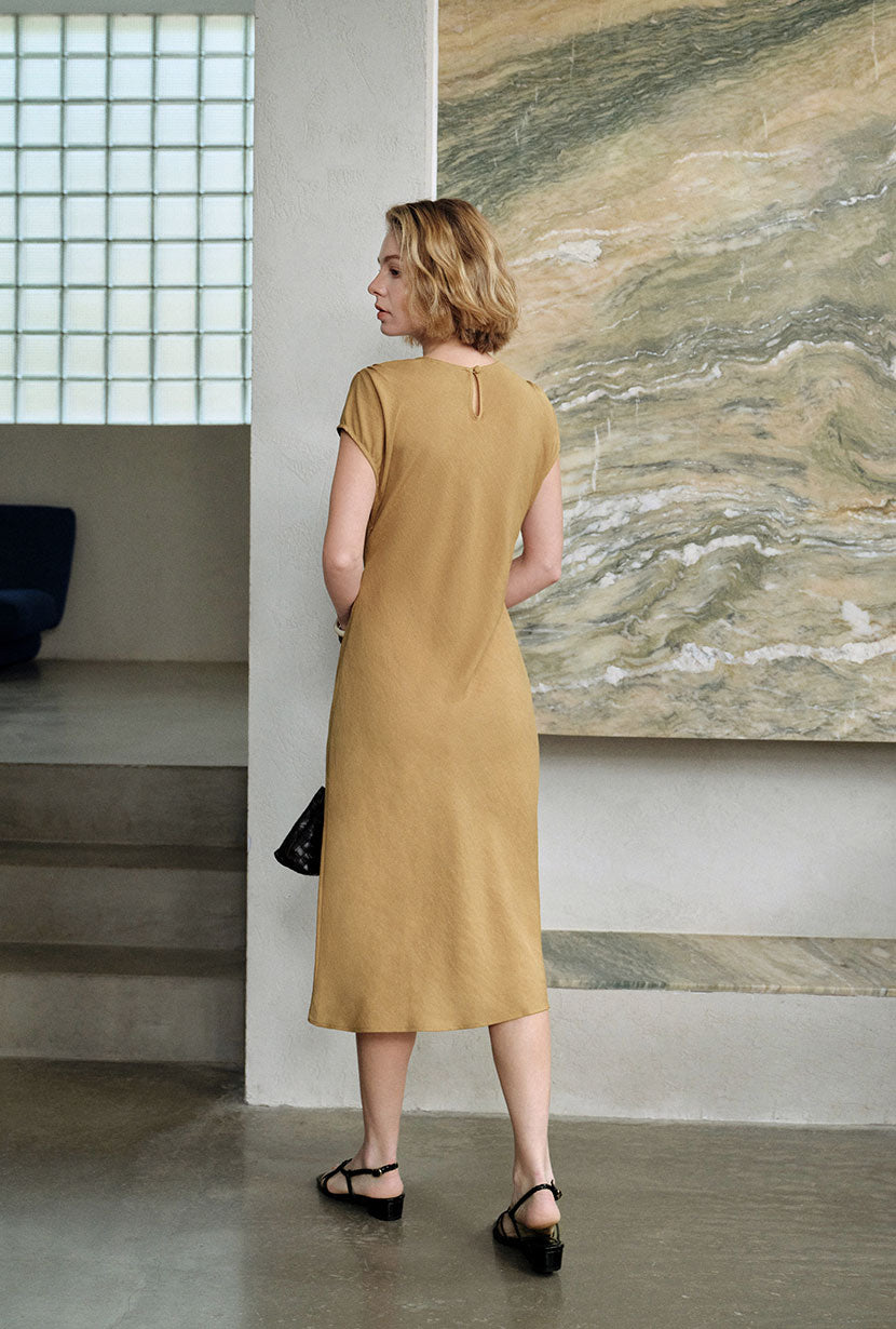tencel dress women Petite Studio's Elisha Tencel Dress in Mustard