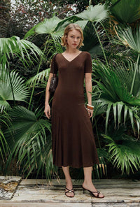 Petite Studio's Ezra Knit Dress in Chocolate 