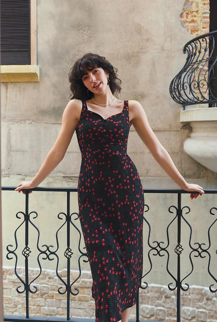 Petite Studio's Fynn Midi Dress in Black Cherry