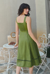 Petite Studio's Fenton Panel Linen Dress in Green