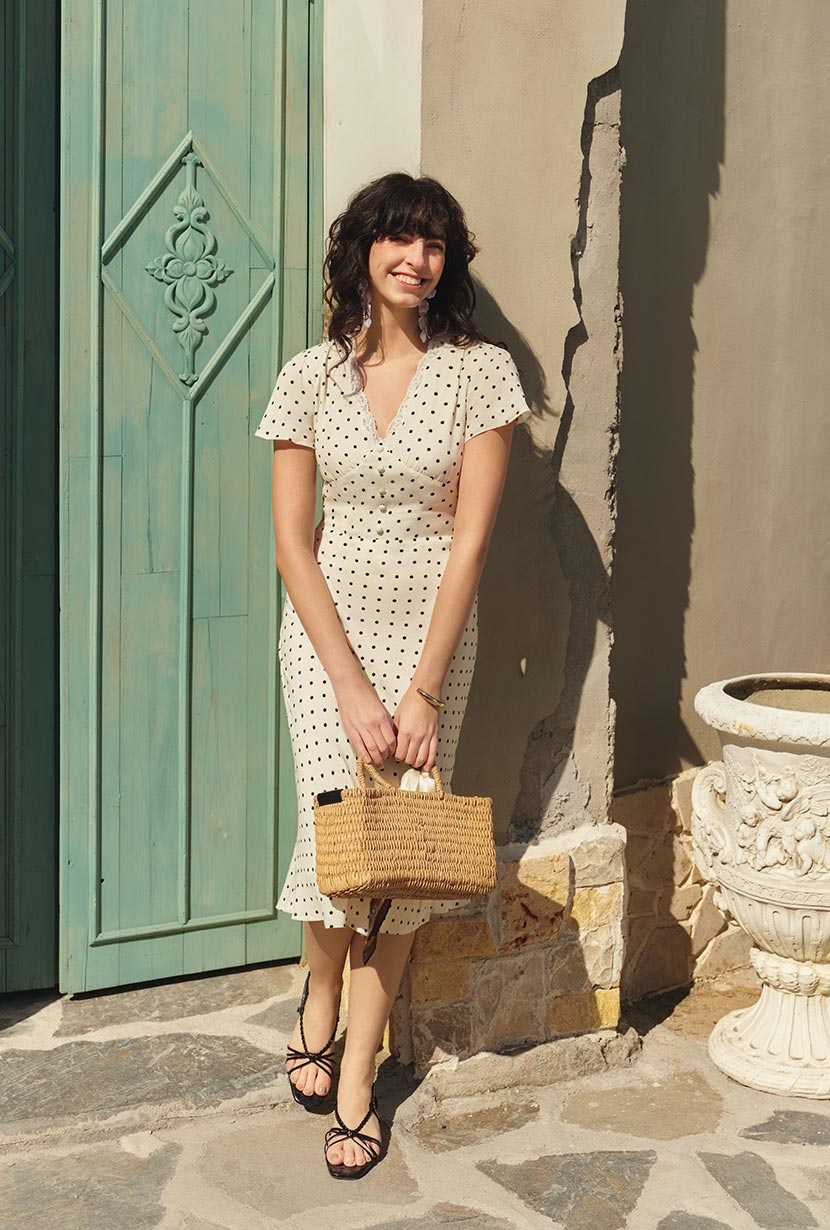 Petite Studio's Fraley Contoured Dress in Dotted Ivory