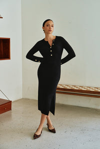 Petite Studio's Leigh Wool Knit Midi Dress in Black