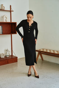 Petite Studio's Leigh Wool Knit Midi Dress in Black