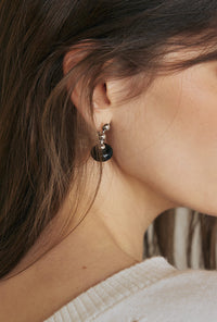 Petite Studio's Meliora Silver and Black Bead Drop Earrings