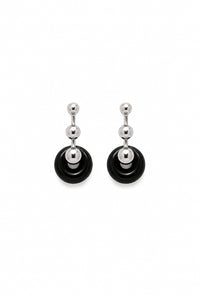 Petite Studio's Meliora Silver and Black Bead Drop Earrings