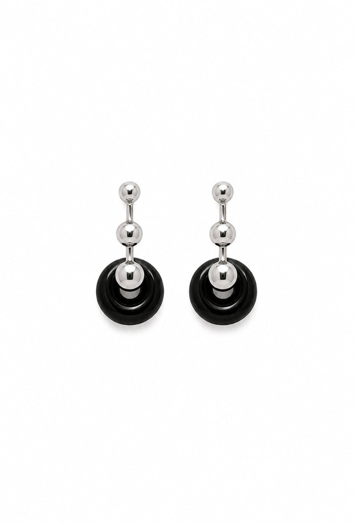 Petite Studio's Meliora Silver and Black Bead Drop Earrings