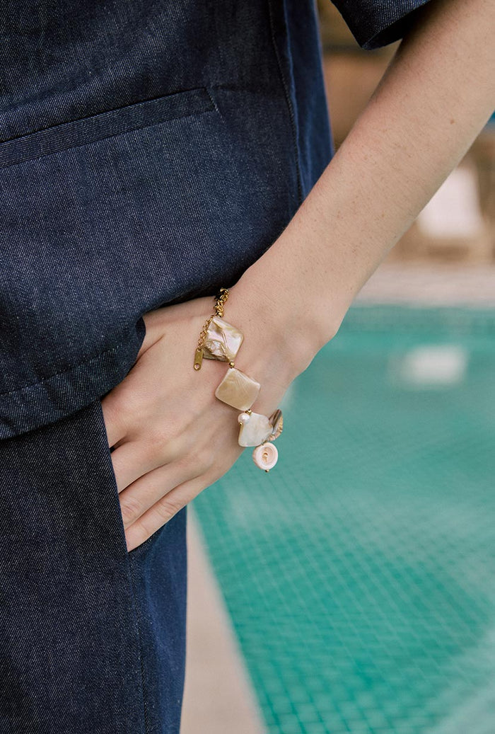 Mother of Pearl Ocean Charm Bracelet