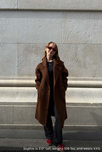 Petite Studio's Carina Wool Scarf Coat in Chocolate