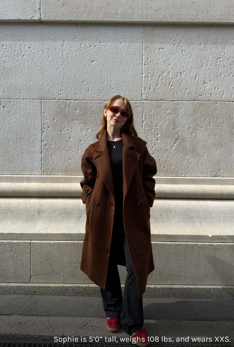 Petite Studio's Carina Wool Scarf Coat in Chocolate