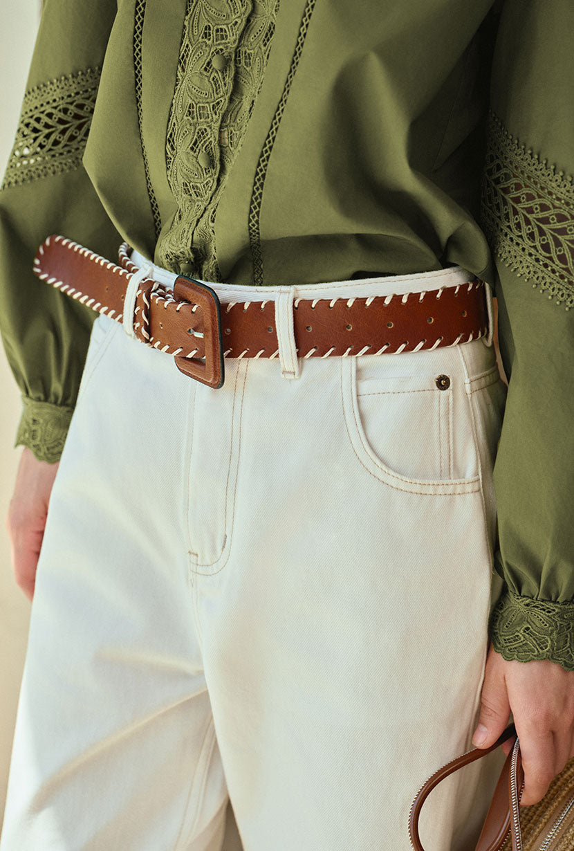 Petite Studio's Filbert Stitced Leather Belt 