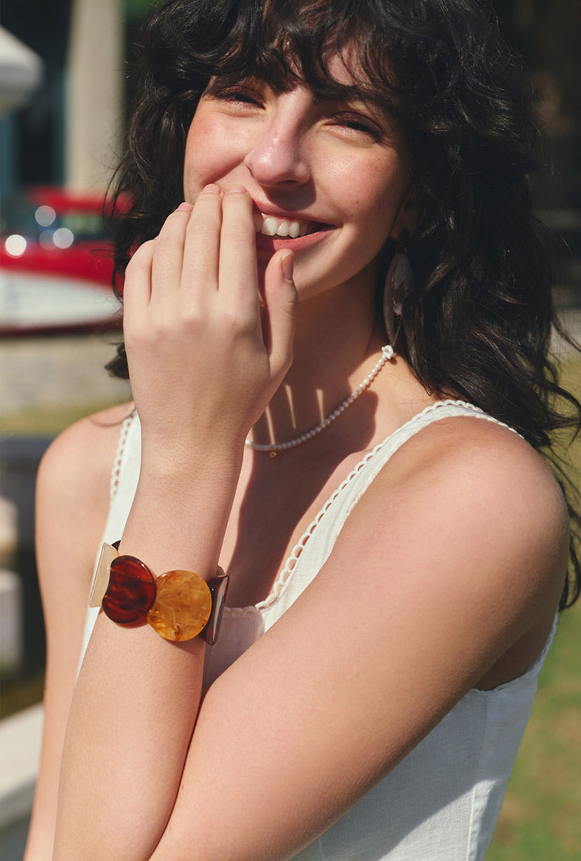 Petite Studio's Janna Amber Lucite Stretch Bracelet 