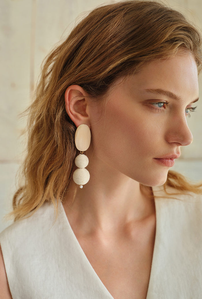 Petite Studio's Farley Wooden Drop Statement Earrings