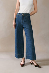 Petite Studio's Esme High-Rise Wide-Leg Cropped Jeans in Vintage Indigo
