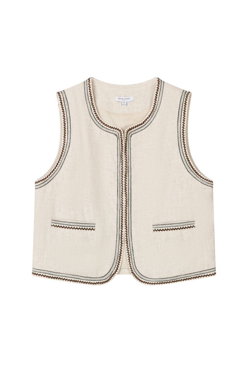 Petite Studio's Dexter Ramie Vest in Beige 