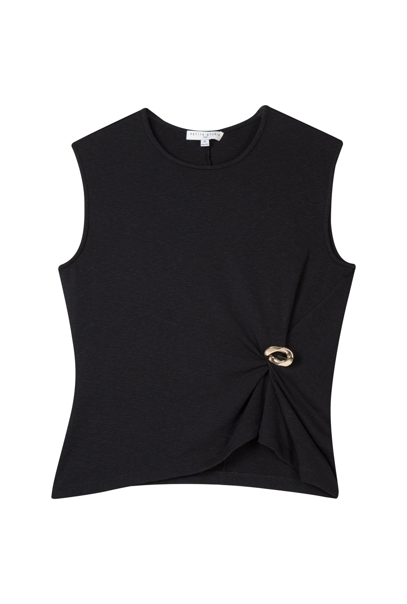 Petite Studio's Jeevan Jersey Cotton Top in Black