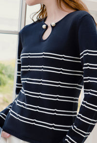 Petite Studio's Lovette Knit Top in Striped Navy