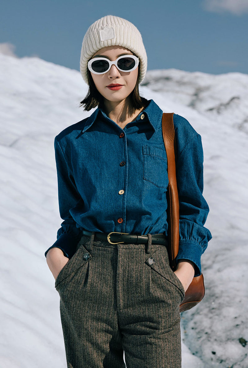 Petite Studio's Vincent Blouse in Denim Blue 