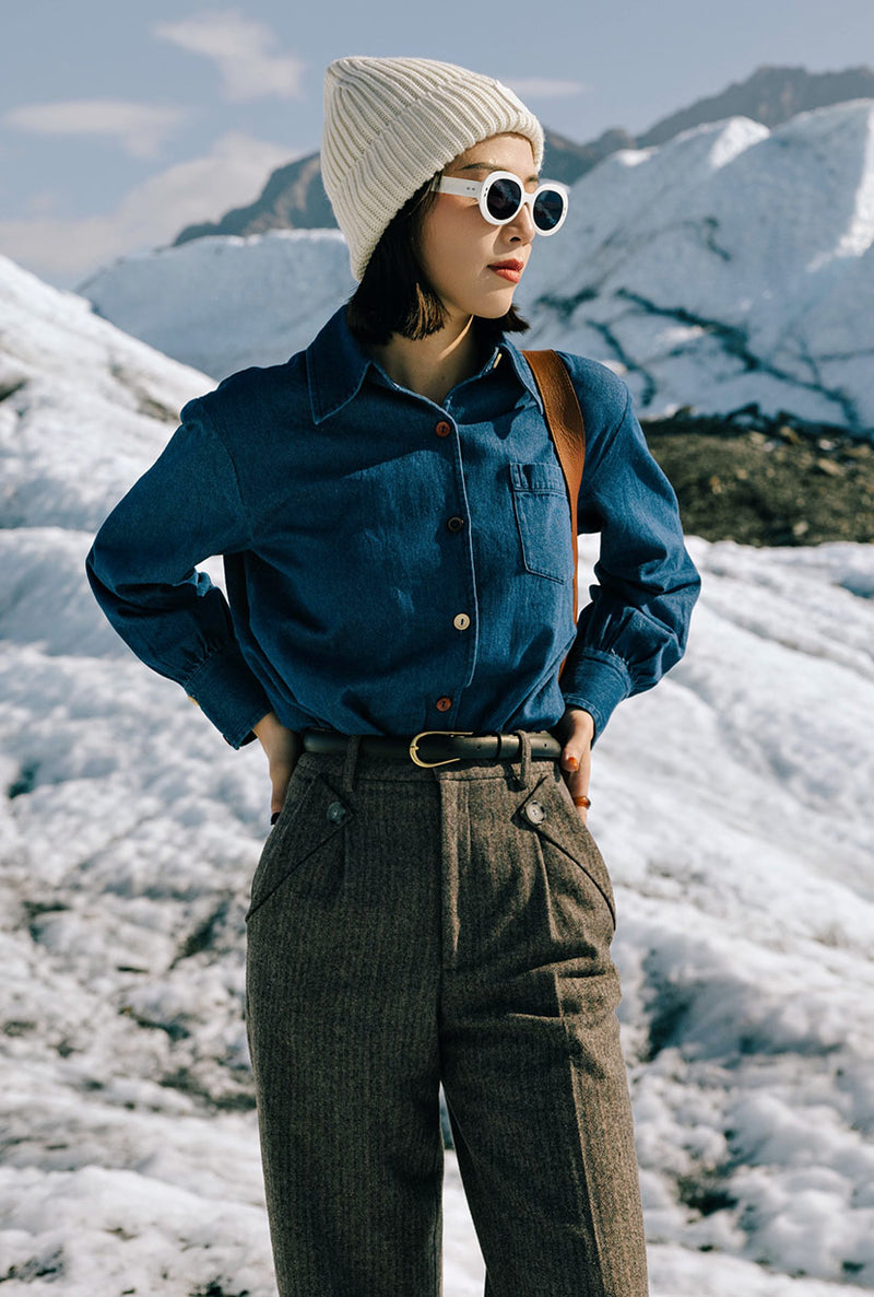 Petite Studio's Vincent Blouse in Denim Blue 