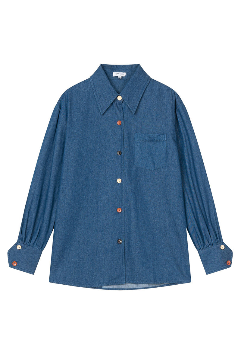 Petite Studio's Vincent Blouse in Denim Blue