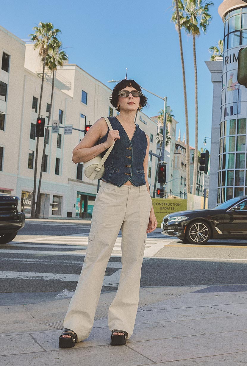 Petite denim vest deals