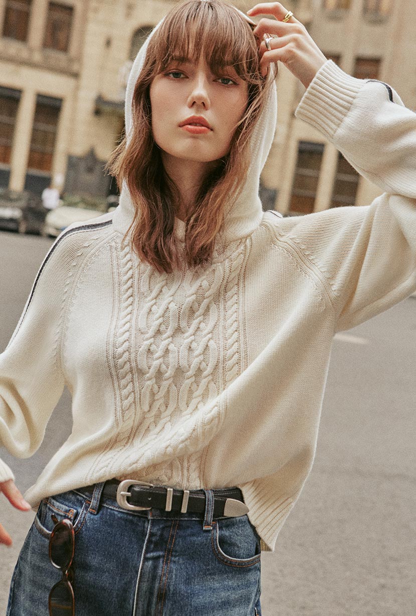 Petite Studio s Gracel Wool Hoodie in Ivory Women s Fashion