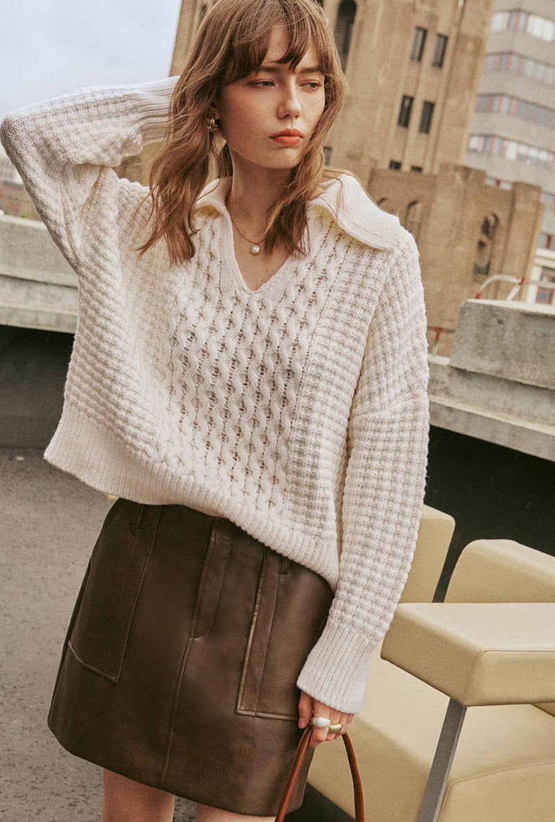 Petite Studio's Blanca Wool Sweater in Ivory