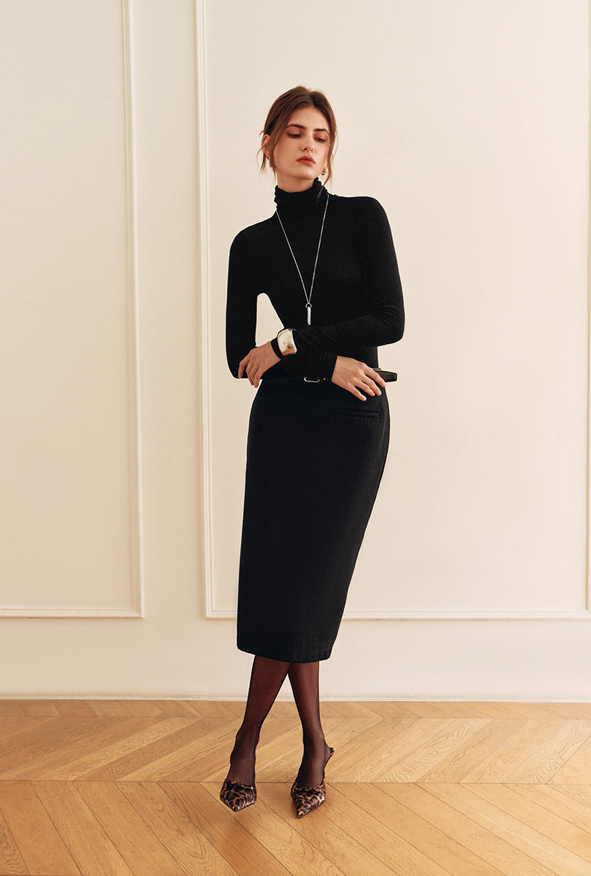 Petite Studio's Freja Cashmere Blend Turtleneck in Black