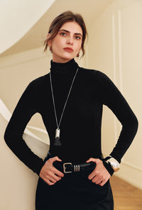 Petite Studio's Freja Cashmere Blend Turtleneck in Black