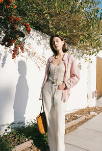 Petite Studio's Meg Cotton Shirt in Blush Striped