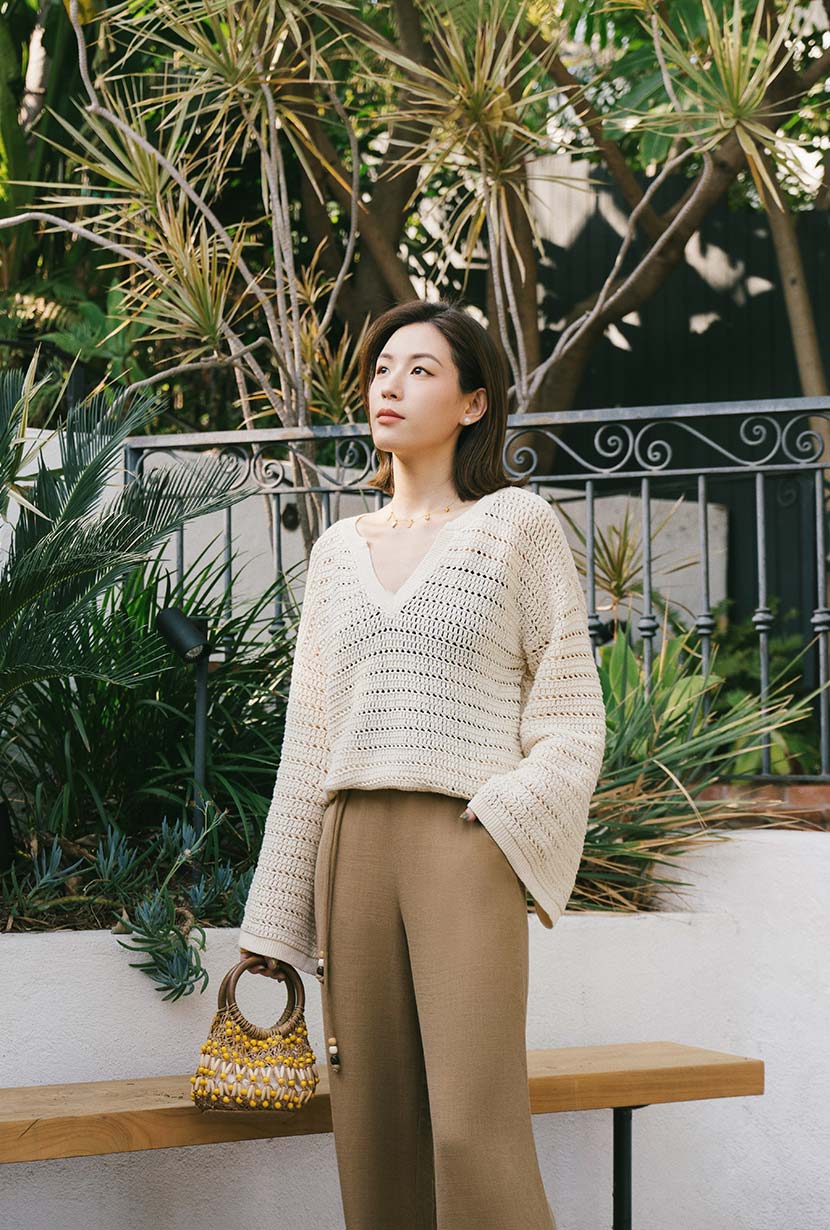 Petite Studio's Zerah Cotton Crochet Top in Cream