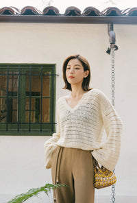Petite Studio's Zerah Cotton Crochet Top in Cream