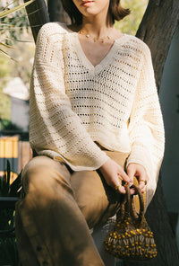 Petite Studio's Zerah Cotton Crochet Top in Cream