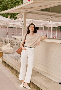 Petite Studio's Franco Cotton Knit Top in Beige