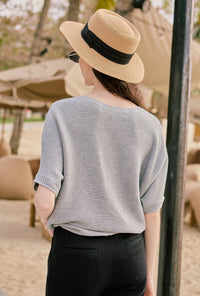 Petite Studio's Franco Cotton Knit Top in Grey 