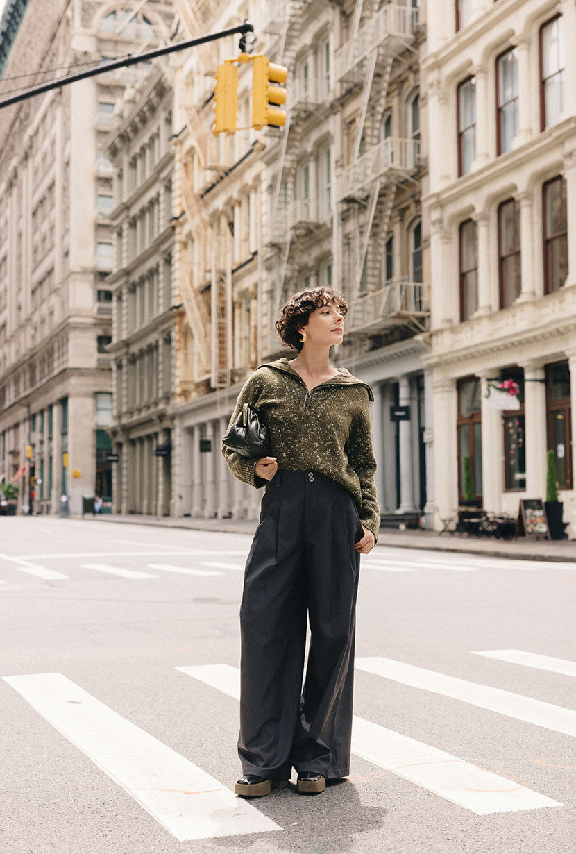Petite Studio's Barry Wool Sweater in Moss
