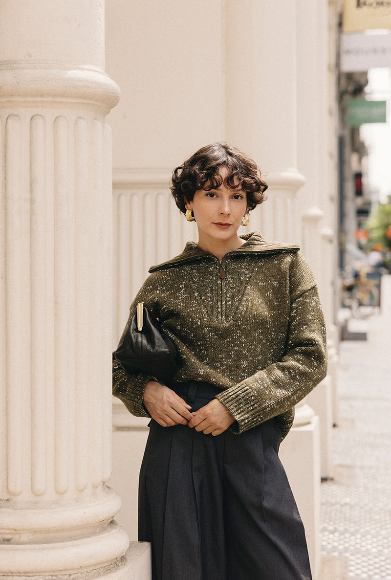 Petite Studio's Barry Wool Sweater in Moss
