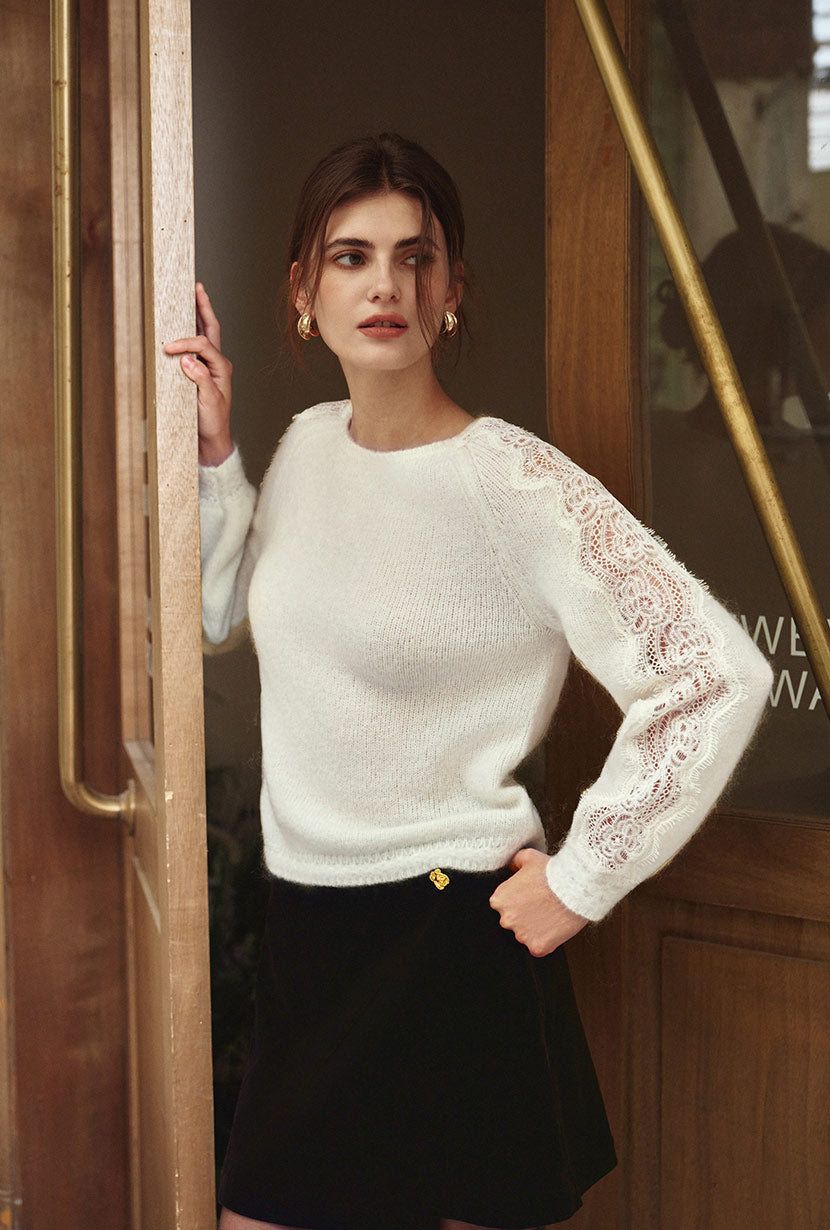 Petite Studio's Gilda Mohair Sweater in Ivory