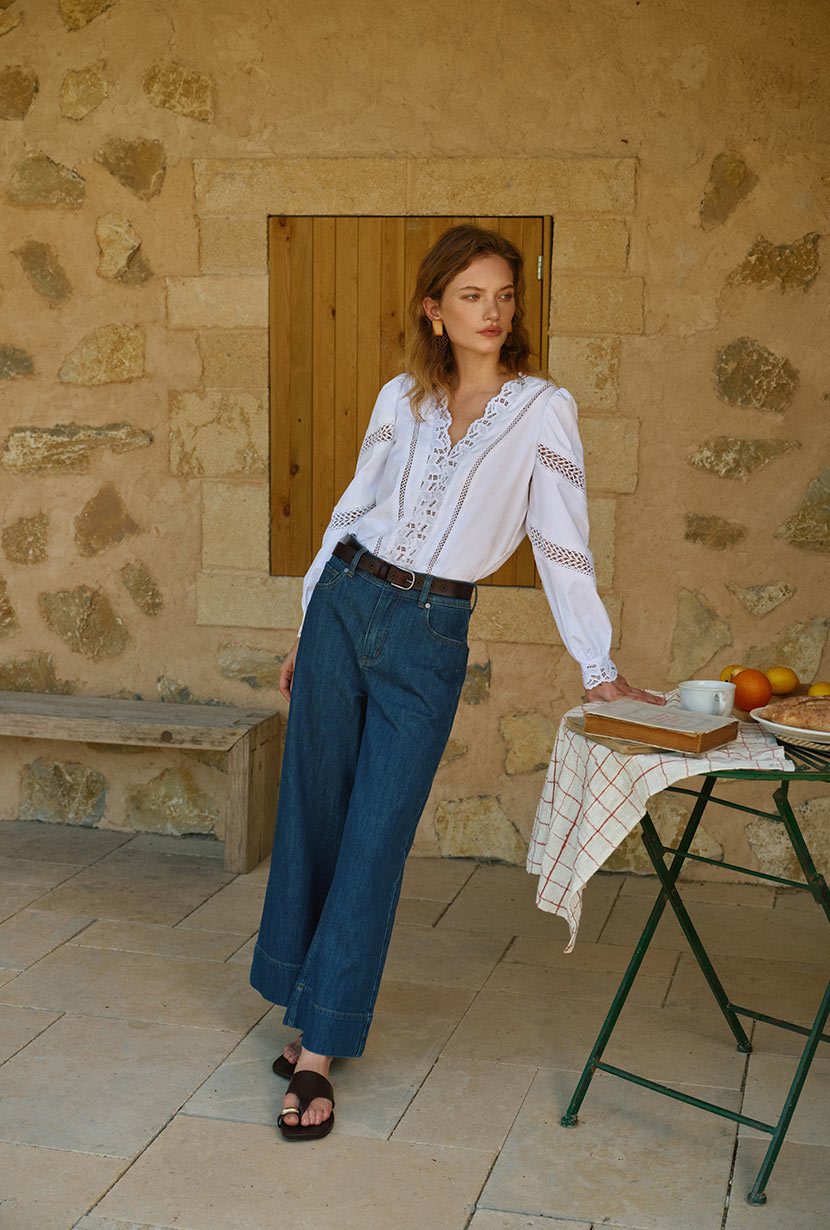 Petite Studio's Drew Cotton Blouse in Ivory