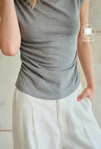 Petite Studio's Devito Jersey Cotton Top in Grey