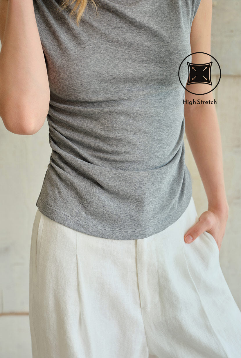 Petite Studio's Devito Jersey Cotton Top in Grey
