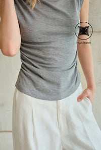Petite Studio's Devito Jersey Cotton Top in Grey
